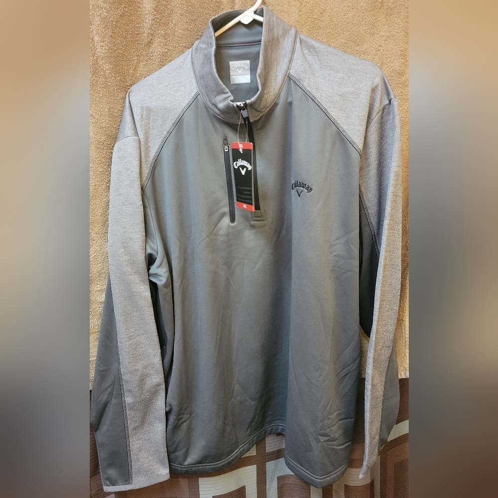 Callaway Men's XL Mock Neck Quarter Zip Tech Fleece Athletic Long Sleeve Pullovr